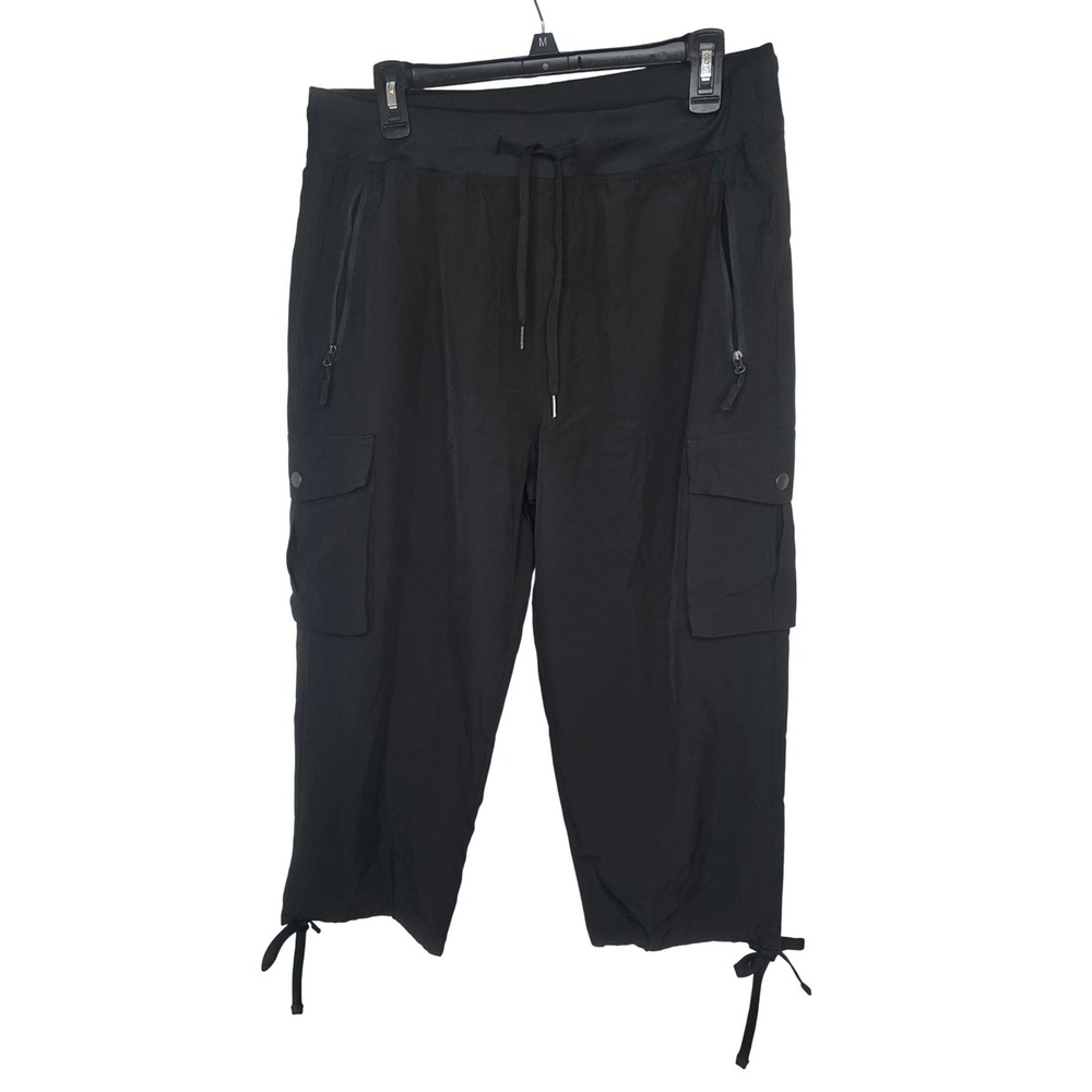 Soothfeel Black Cargo Capri Pants Womens‎ Hiking Joggers Lightweight Pockets M